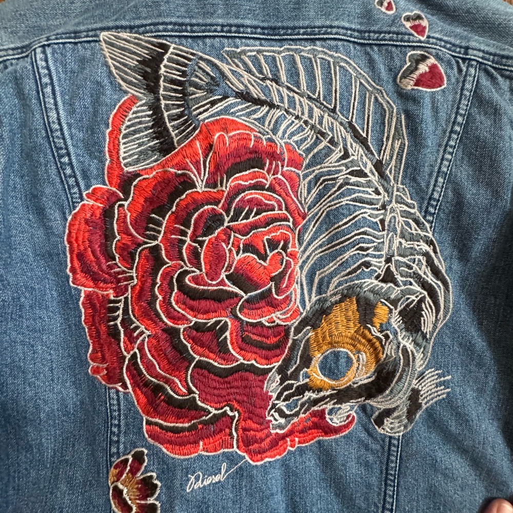 Diesel Men’s Denim Jacket with Floral Embroidery size L - Picture 9 of 14
